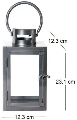 Lanterne en fer anthracite et verre (12 x 12 x 23 cm)