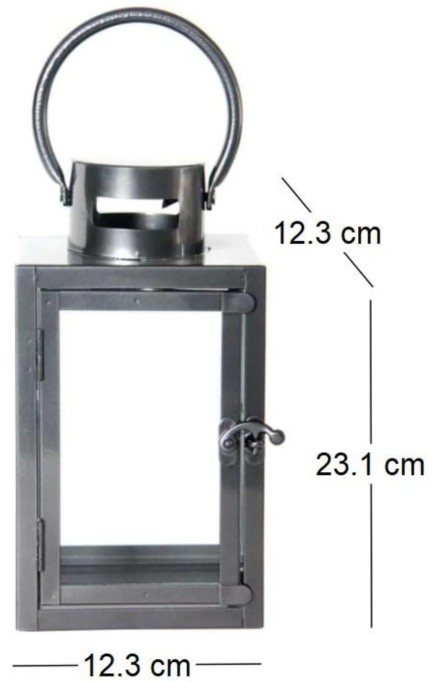 Lanterne en fer anthracite et verre (12 x 12 x 23 cm)