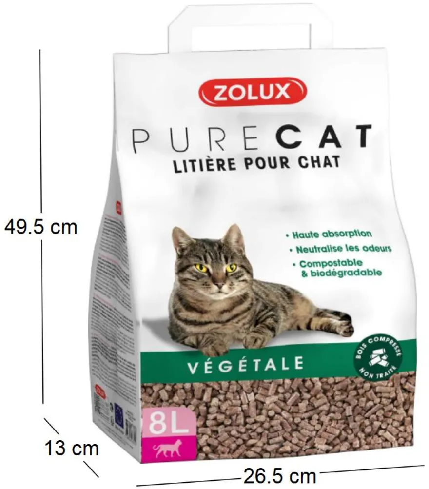 Litière végétale nature Purecat 8 litres