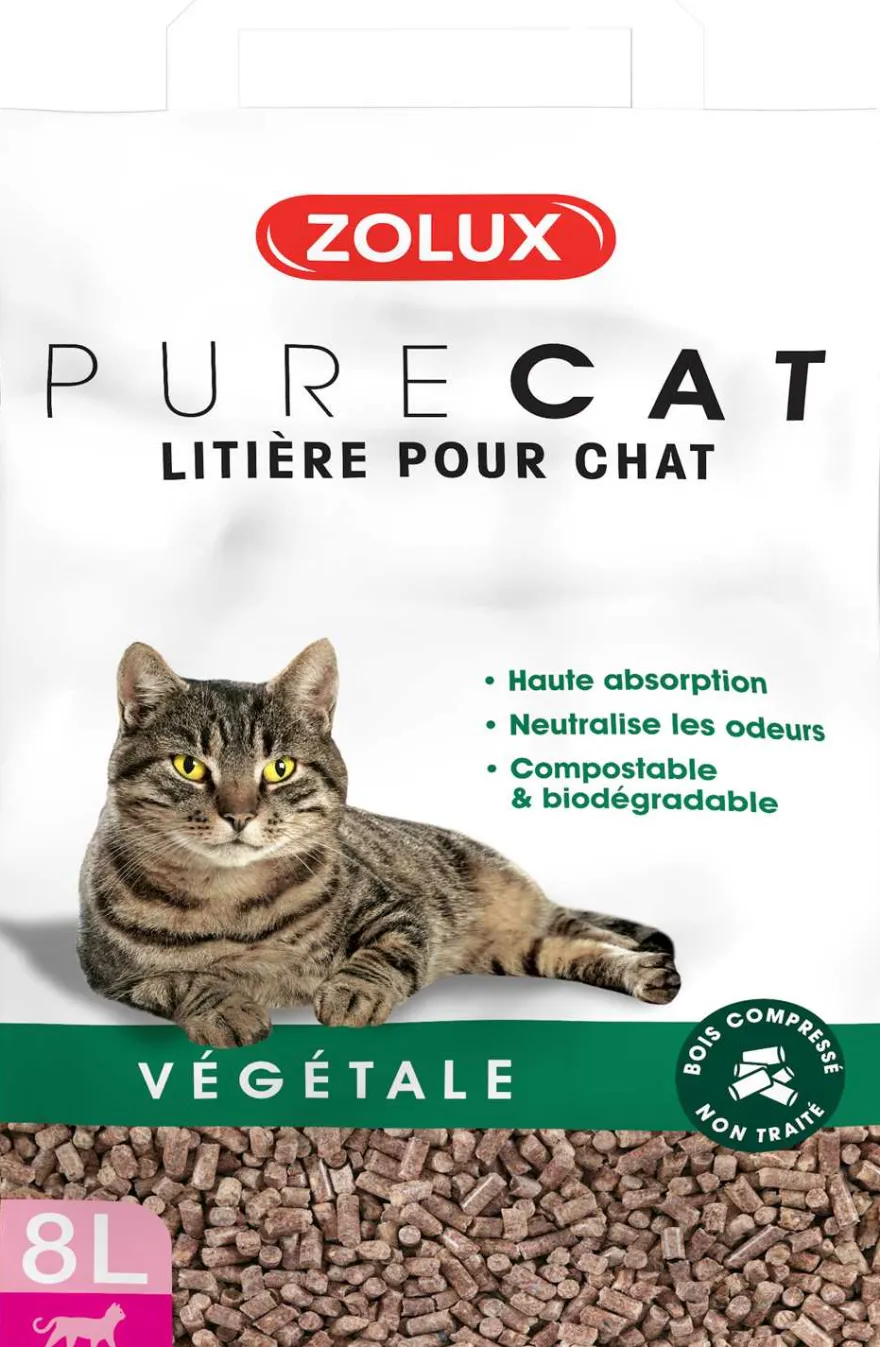 Litière végétale nature Purecat 8 litres
