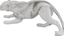 Léopard en résine effet marbre blanc