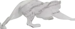 Léopard en résine effet marbre blanc