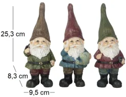 Lot nains de jardin assortis en résine (25 cm)