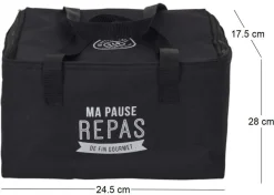 Lunch bag fraicheur 2.6 litres (noir inscription "ma pause repas")
