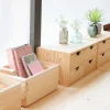 Mini rangement bloc en pin brut avec tiroirs (4 tiroirs)