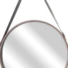 Miroir rond avec anse en PU Barber (50 cm)