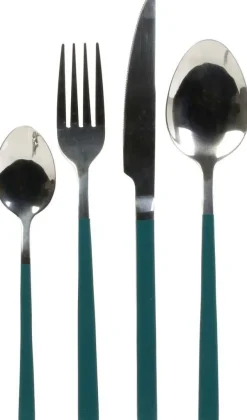 Ménagère 16 pièces en inox manche coloré (Vert)