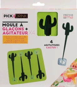 Moule à glaçons avec 4 agitateurs cactus