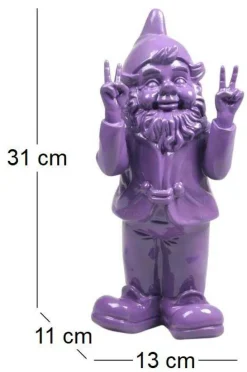 Nain de jardin en résine 13 x 11 x 31 cm Peace (Violet)