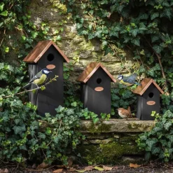 Nichoir à oiseaux en pin et cuivre (Mésange bleue)