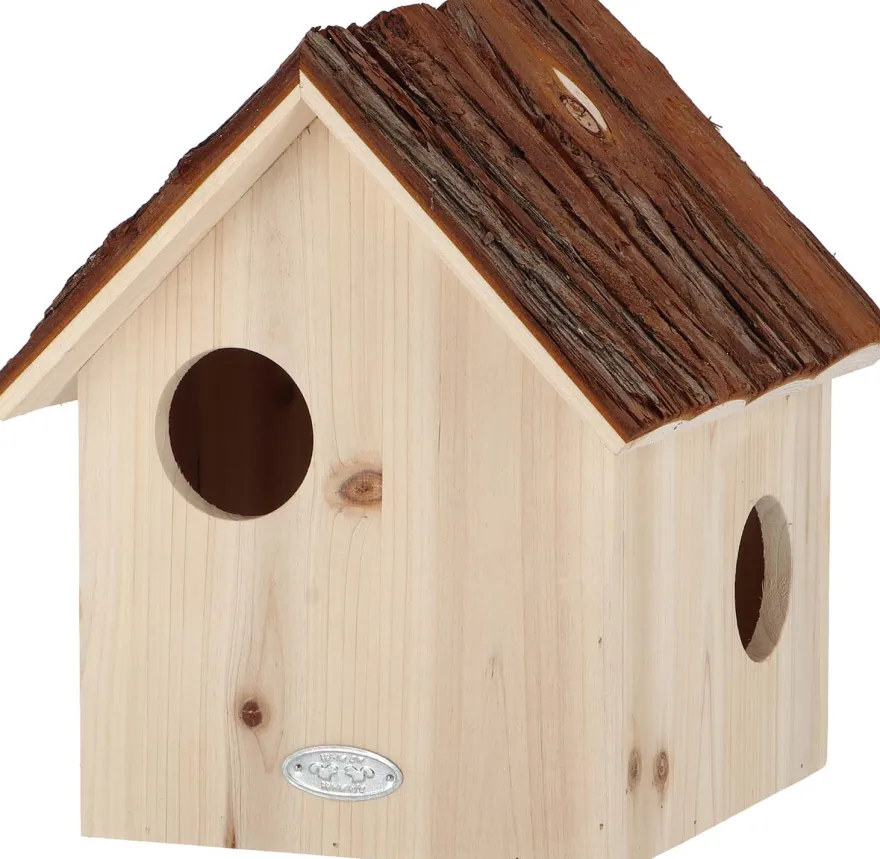 Nichoir pour écureuil avec toît en écorce