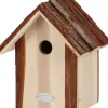 Nichoir pour oiseaux avec toît en écorce (Mésange bleue)