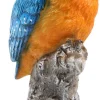 Oiseau martin pêcheur sur tronc en résine (7 x 7 x 11.5 cm)