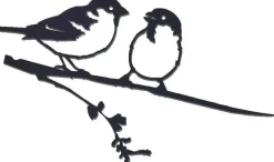 Oiseaux sur pique couple de moineaux en acier corten (Hauteur 14cm)