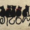 Paillasson en coco avec inscriptions 75 x 45 cm (Chats welcome)