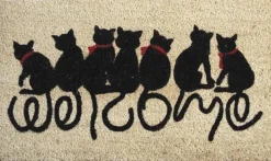 Paillasson en coco avec inscriptions 75 x 45 cm (Chats welcome)