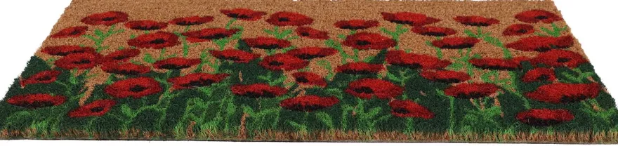 Paillasson en coco et PVC 60 x 40 cm (Coquelicots)