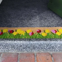 Paillasson en fibre de coco 75 x 25 cm Tulipes