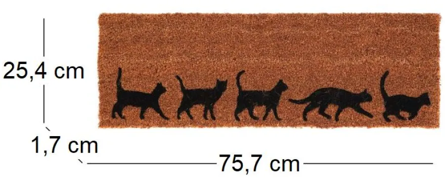 Paillasson en fibres de coco Evolution 75 x 25 cm (Chats)