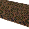 Paillasson en fibres de coco à motifs 75 x 45 cm (Fleurs)