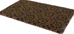 Paillasson en fibres de coco à motifs 75 x 45 cm (Fleurs)