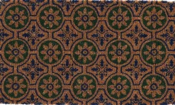 Paillasson en fibres de coco à motifs 75 x 45 cm (Fleurs)