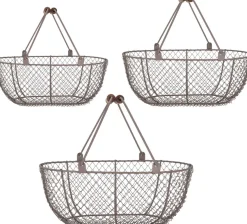 Panier fil de fer brun antique (Lot de 3)