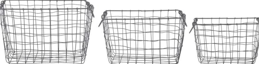 Panier rectangulaire en métal (Lot de 3) (Grands)