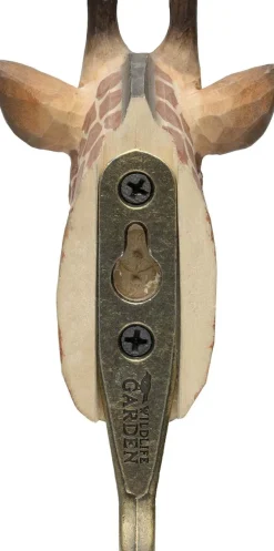 Patère animal en bois sculpté à la main et métal (Girafe)