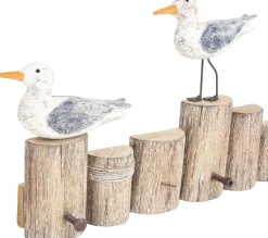 Patère avec oiseaux sur troncs