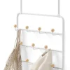 Patère 14 crochets fixation murale ou dessus de porte Estique (Blanc)