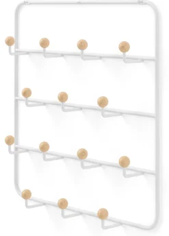 Patère 14 crochets fixation murale ou dessus de porte Estique (Blanc)