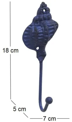 Patère en métal Coquillage7 x 5 x 18 cm (Bleu)