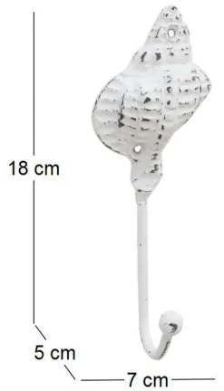 Patère en métal Coquillage7 x 5 x 18 cm (Blanc)
