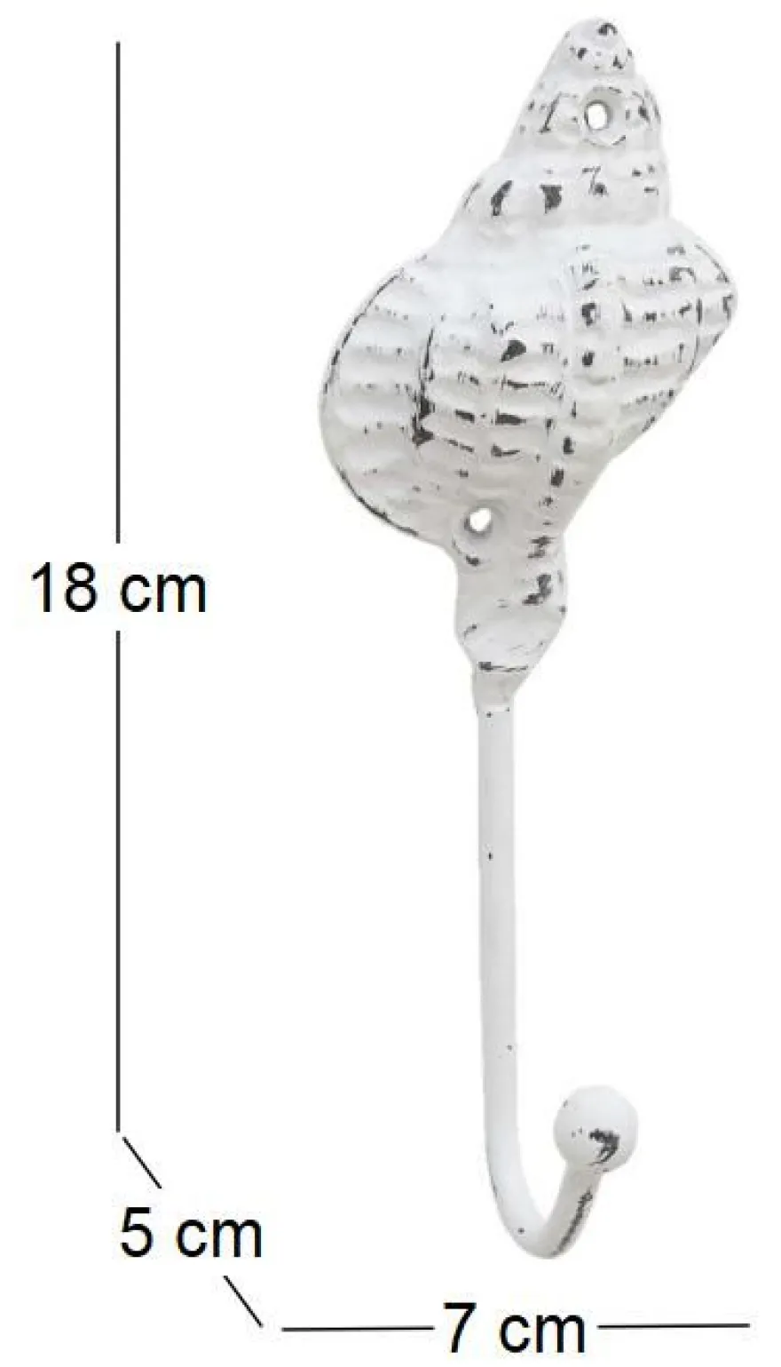 Patère en métal Coquillage7 x 5 x 18 cm (Blanc)