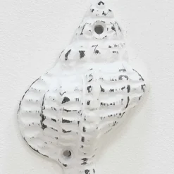 Patère en métal Coquillage7 x 5 x 18 cm (Blanc)
