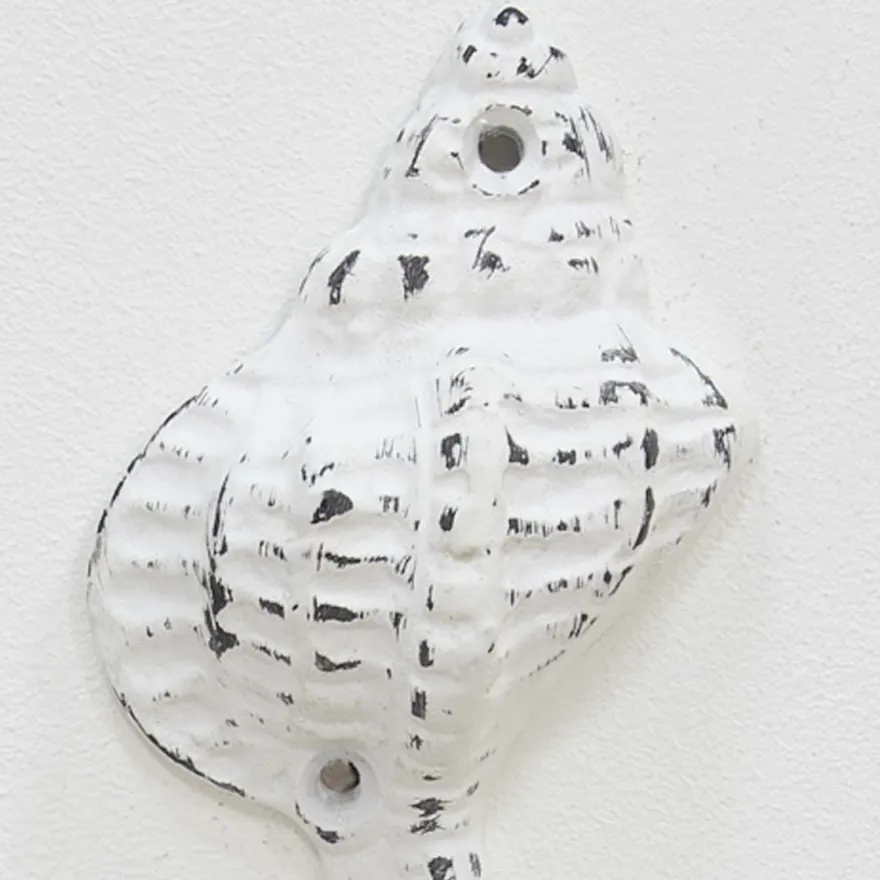 Patère en métal Coquillage7 x 5 x 18 cm (Blanc)