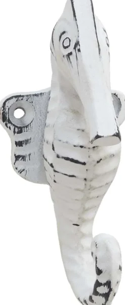 Patère en métal hippocampe 4.5 x 5 x 11 cm (Blanc)