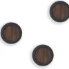 Patère ronde noyer et caoutchouc Hub (Lot de 3)