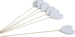 Piques coeurs en bois blanc (Lot de 6)