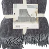 Plaid chenille en polyester avec franges 120 x 150 cm (Gris)