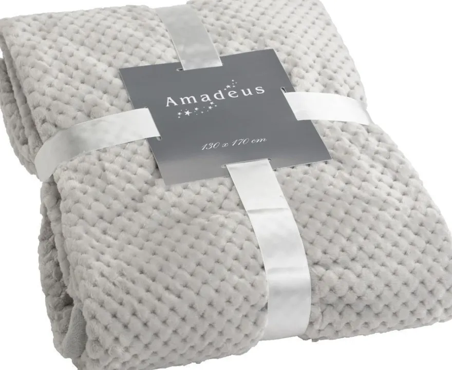 Plaid damier 130 x 170 cm (Gris clair)