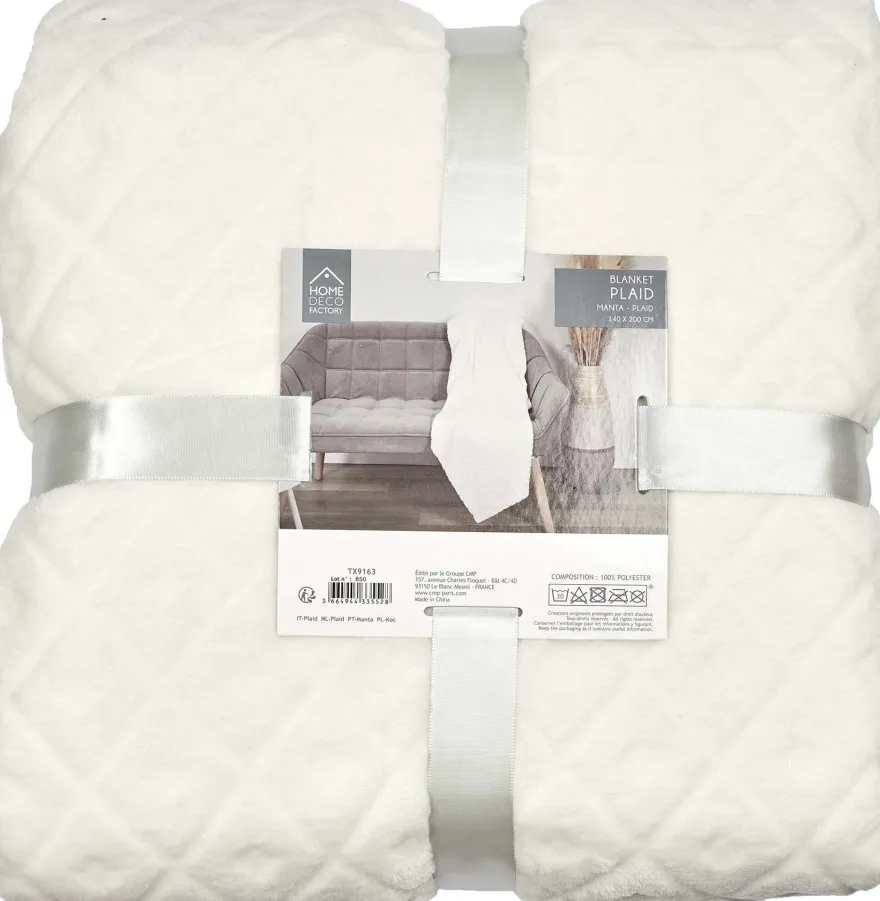 Plaid embossé en polyester 140 x 200 cm (Beige)