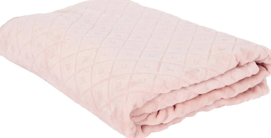 Plaid embossé en polyester 140 x 200 cm (Rose)