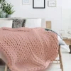 Plaid grosses mailles Chunky 120 x 150 cm (Rose)