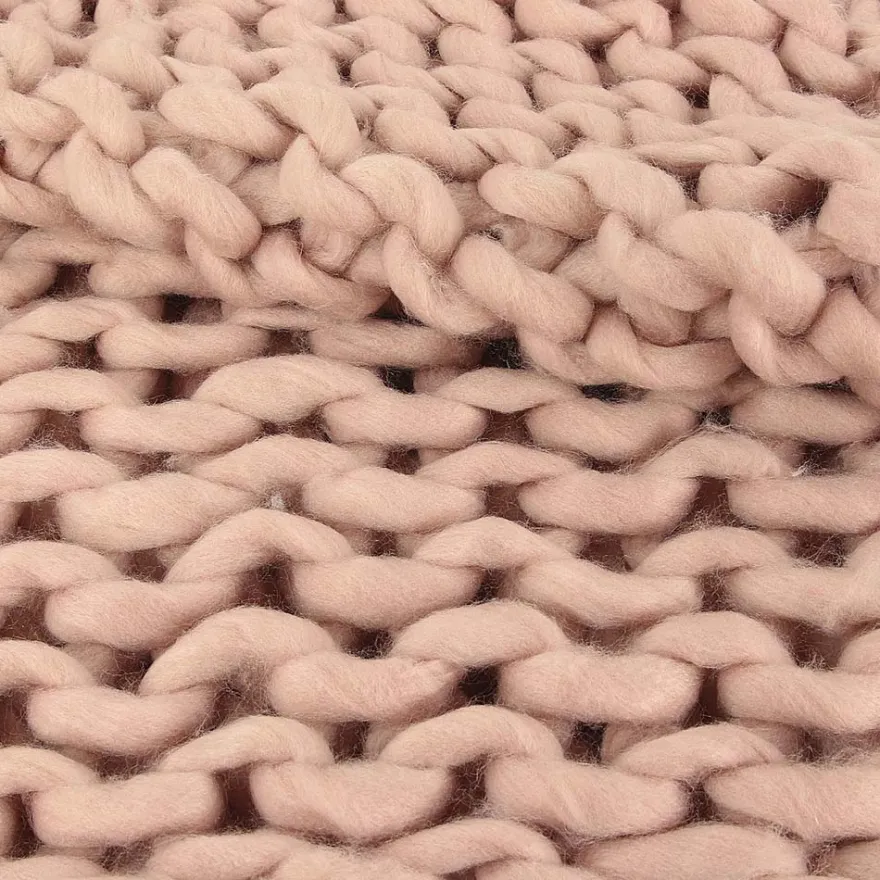 Plaid grosses mailles Chunky 120 x 150 cm (Rose)