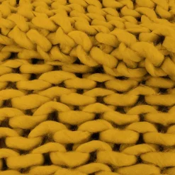 Plaid grosses mailles Chunky 120 x 150 cm (Jaune)