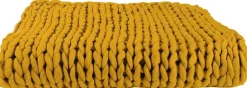 Plaid grosses mailles Chunky 120 x 150 cm (Jaune)