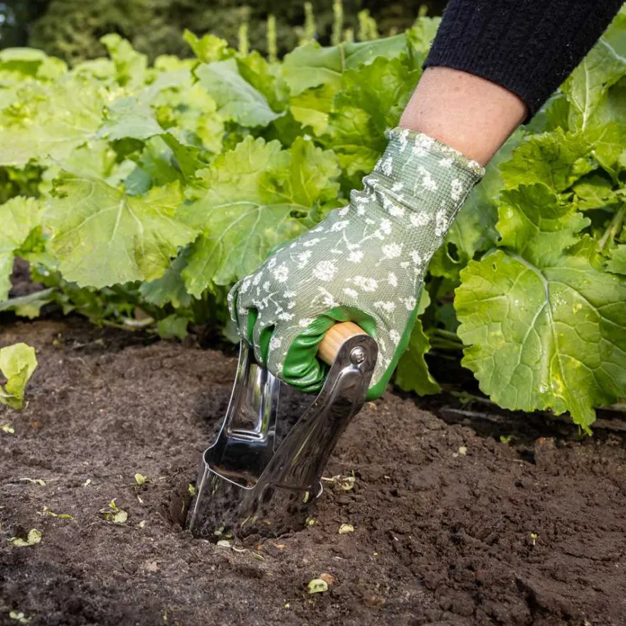 Planteur à bulbes en acier inoxydable et bois de frêne