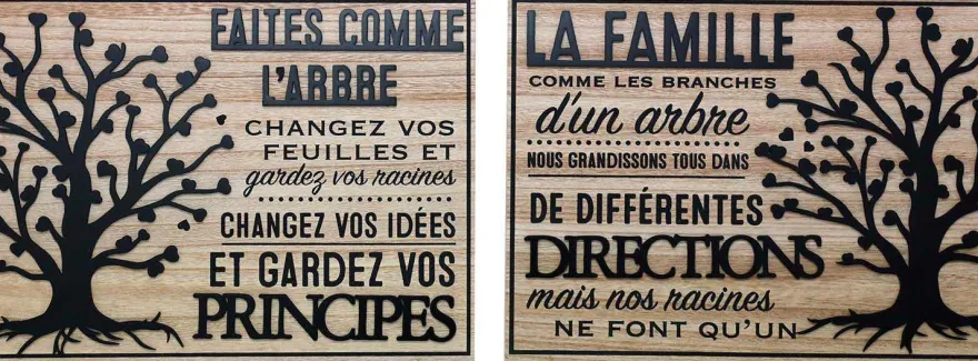 Plaque décorative en bois Famille et arbre de vie 30 x 40 cm (Lot de 2)